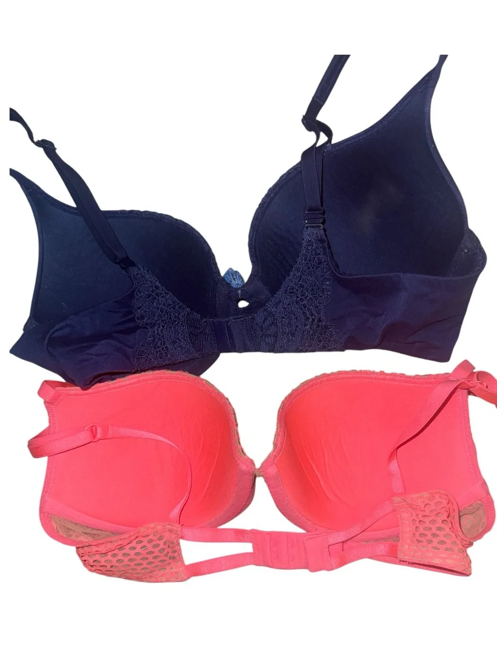 Victoria's Secret Underwire Bra Set - Navy and Coral Pink